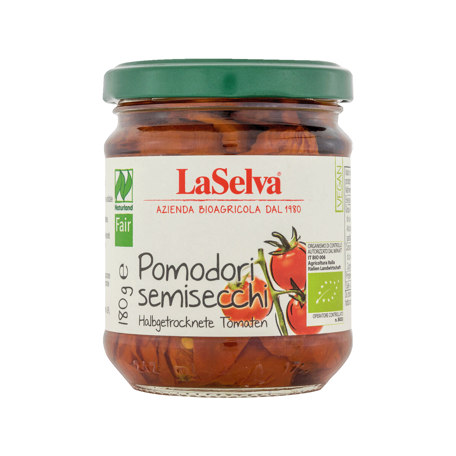 Semi-dried tomatoes in olive oil, Organic, 180g