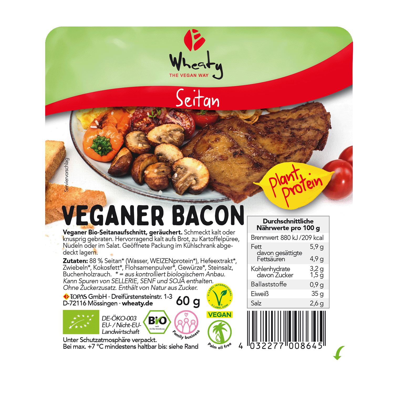 Veganer Bacon, BIO, 60g