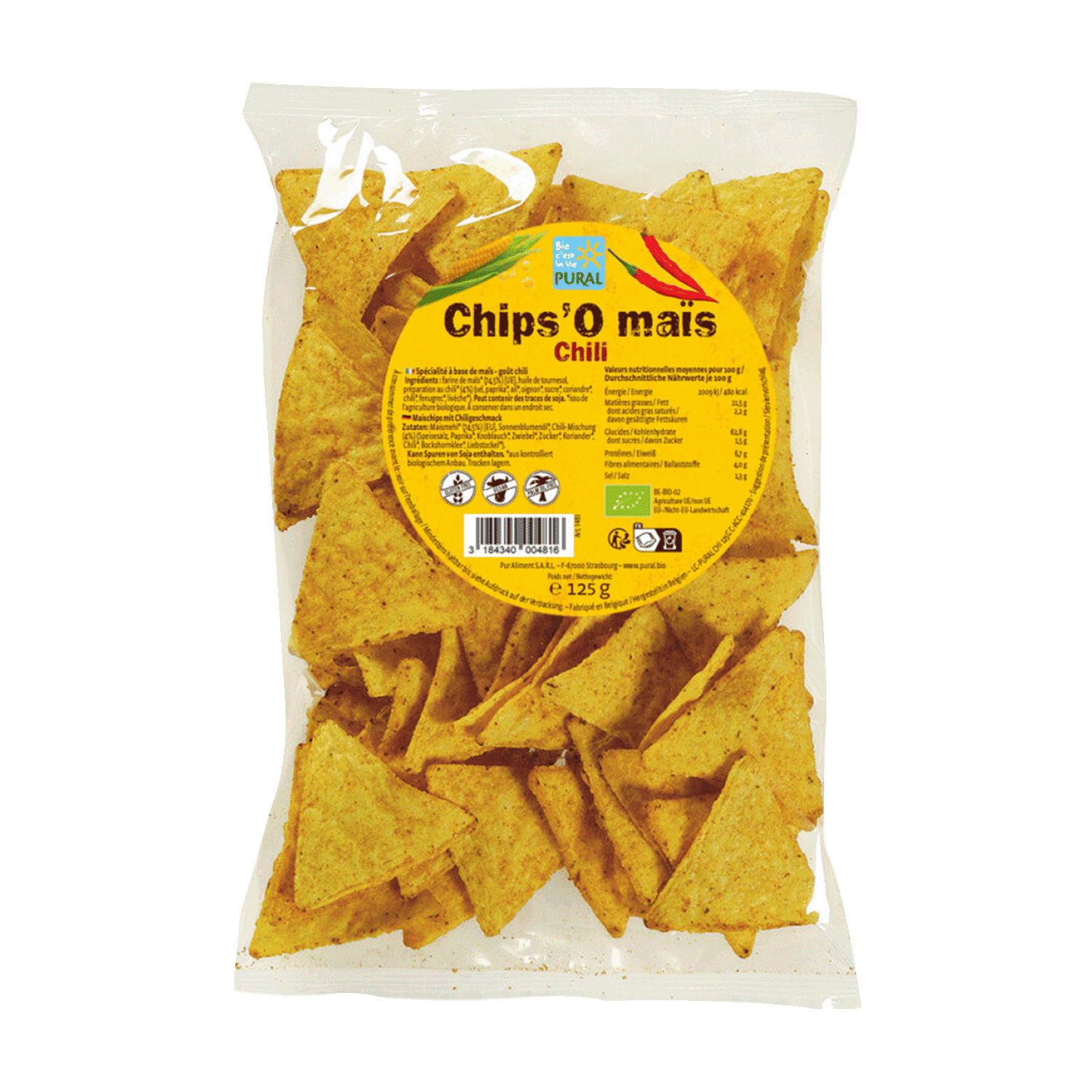 Mais-Chips Chili, BIO, 125g