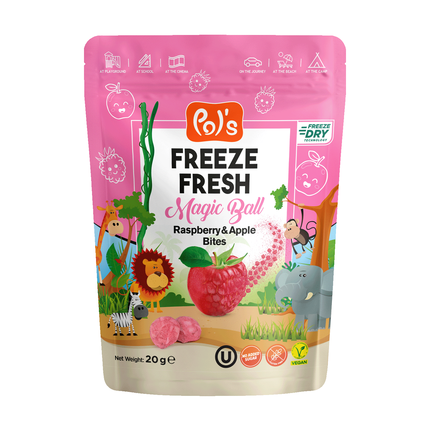 Freeze-dried apple & raspberry “Fruit Bites”, 20g