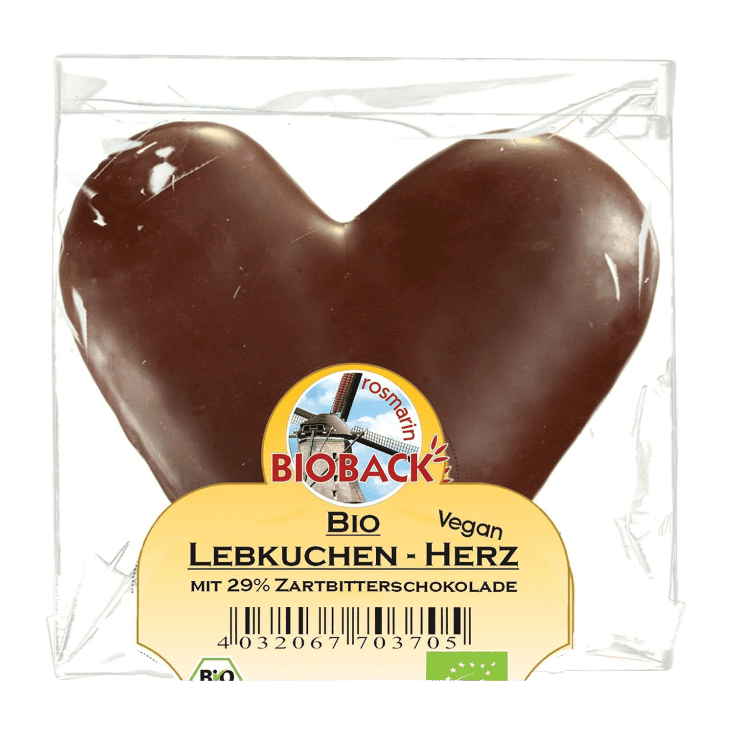 Gingerbread Heart With Dark Chocolate (29%), Organic, 42g