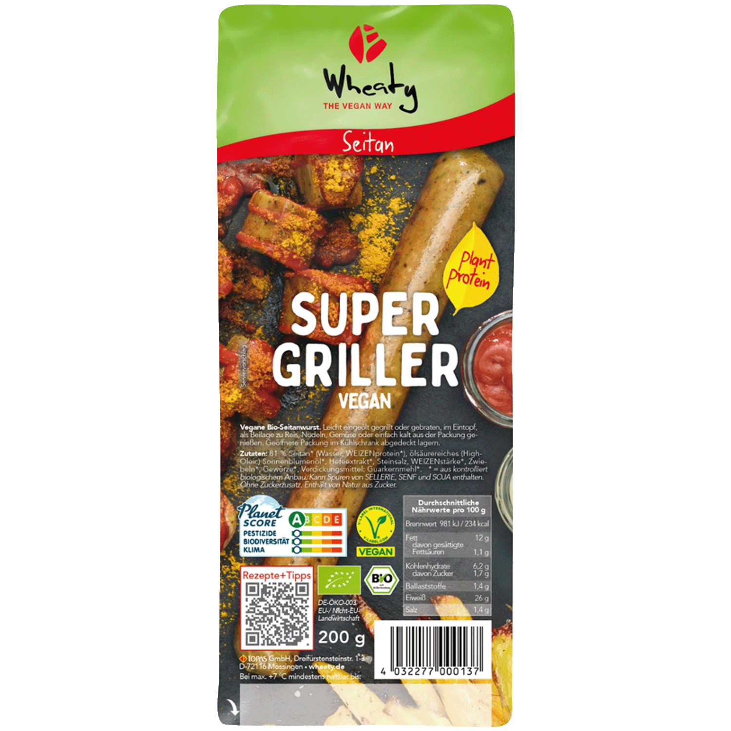 Super Griller Vegan, Organic, 200g