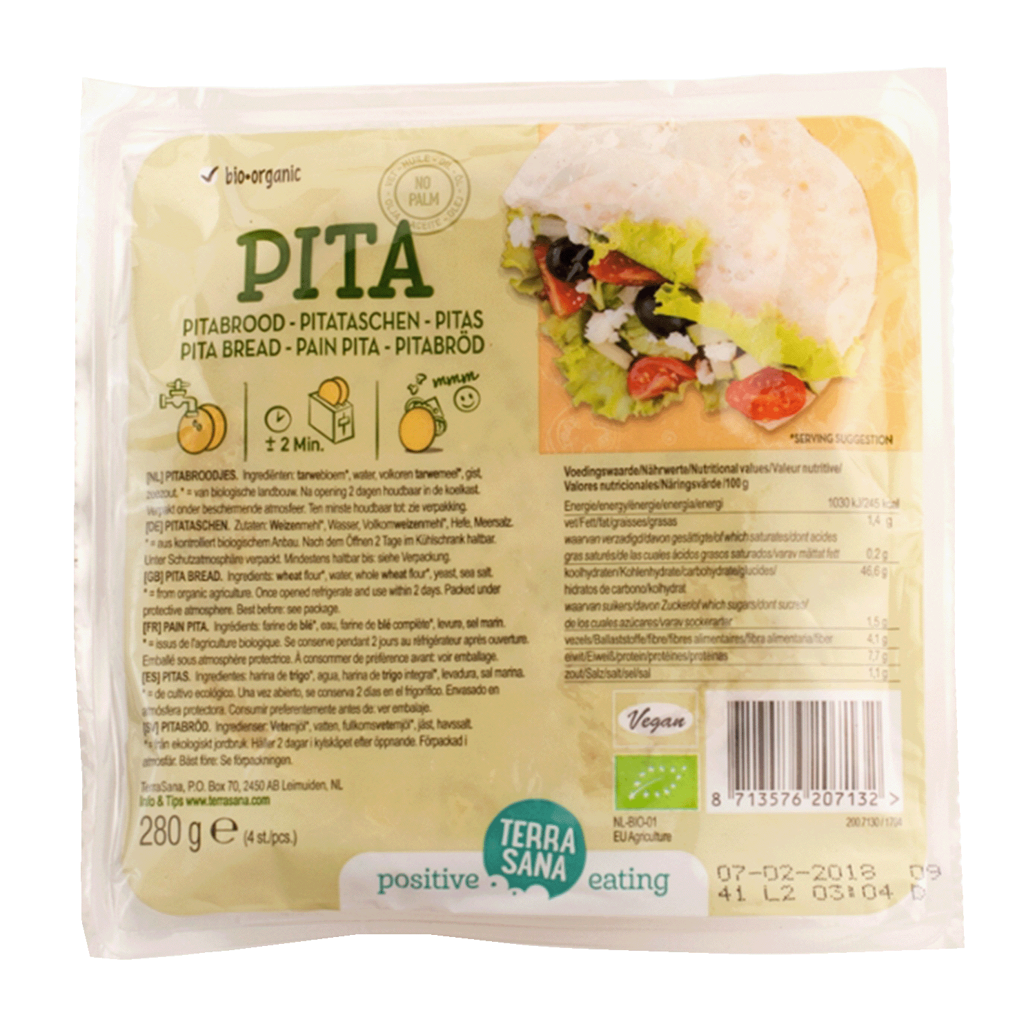 Pita, Organic, 280g