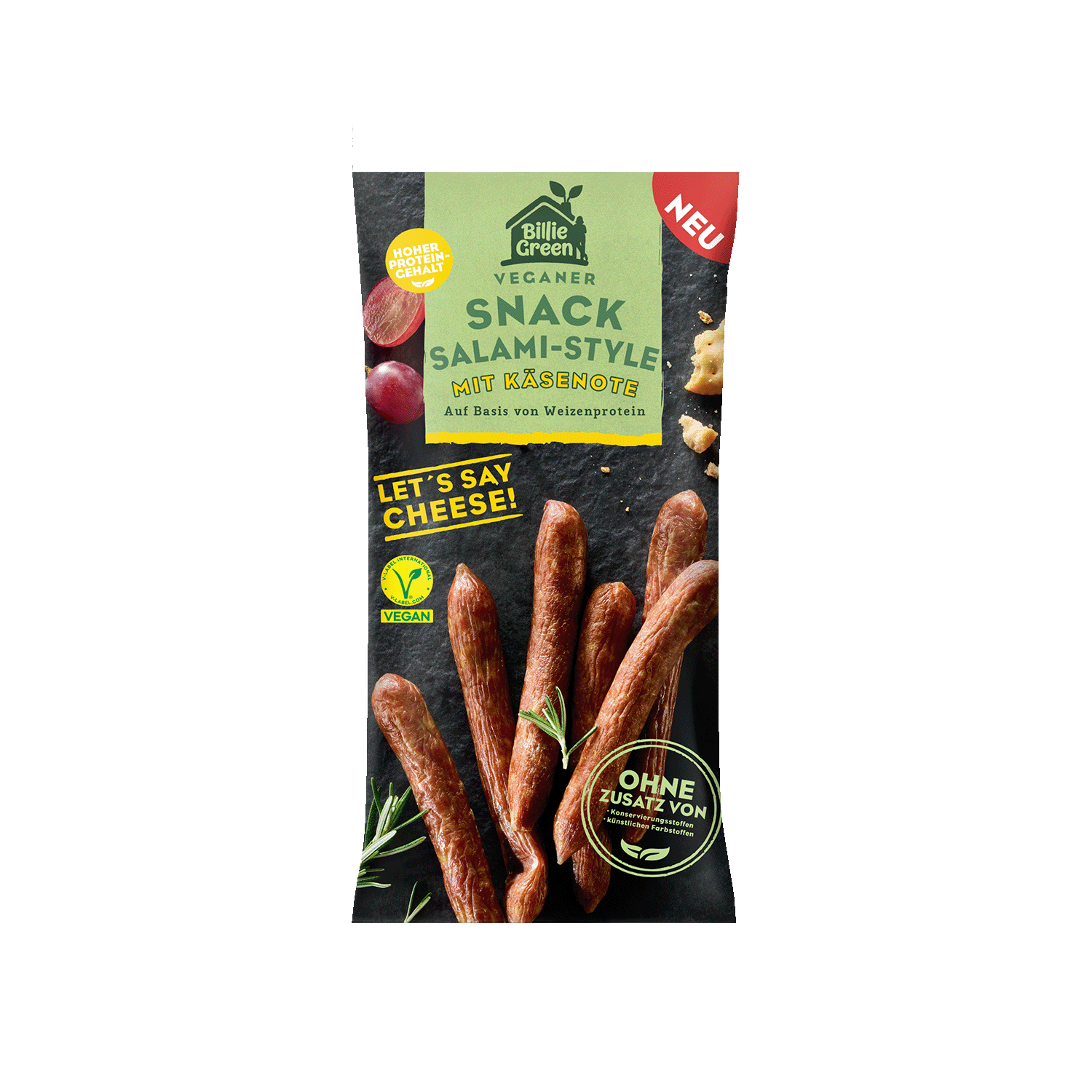 Veganer Snack Salami-Style mit Käsenote, 75g