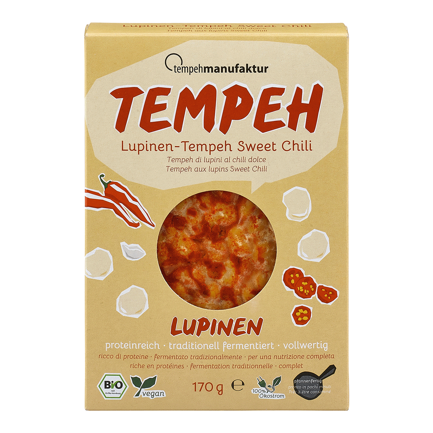 Lupin Tempeh Sweet Chilli, Organic, 170g