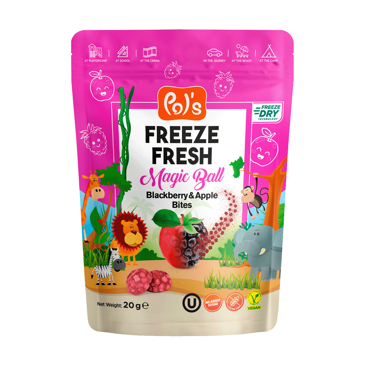 Freeze-dried apple & blackberry ,,Fruit Bites”, 20g