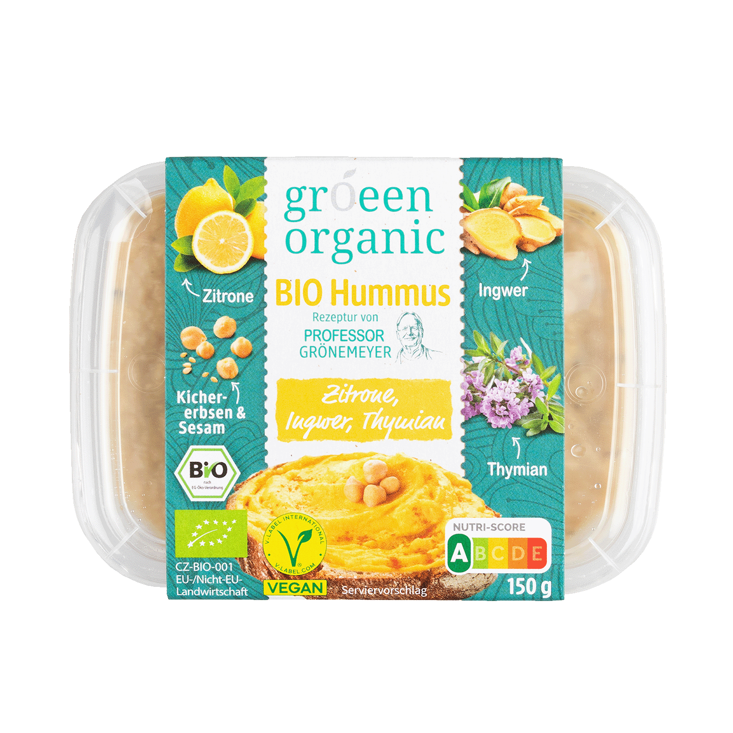 Hummus Zitrone Ingwer Thymian, BIO, 150g