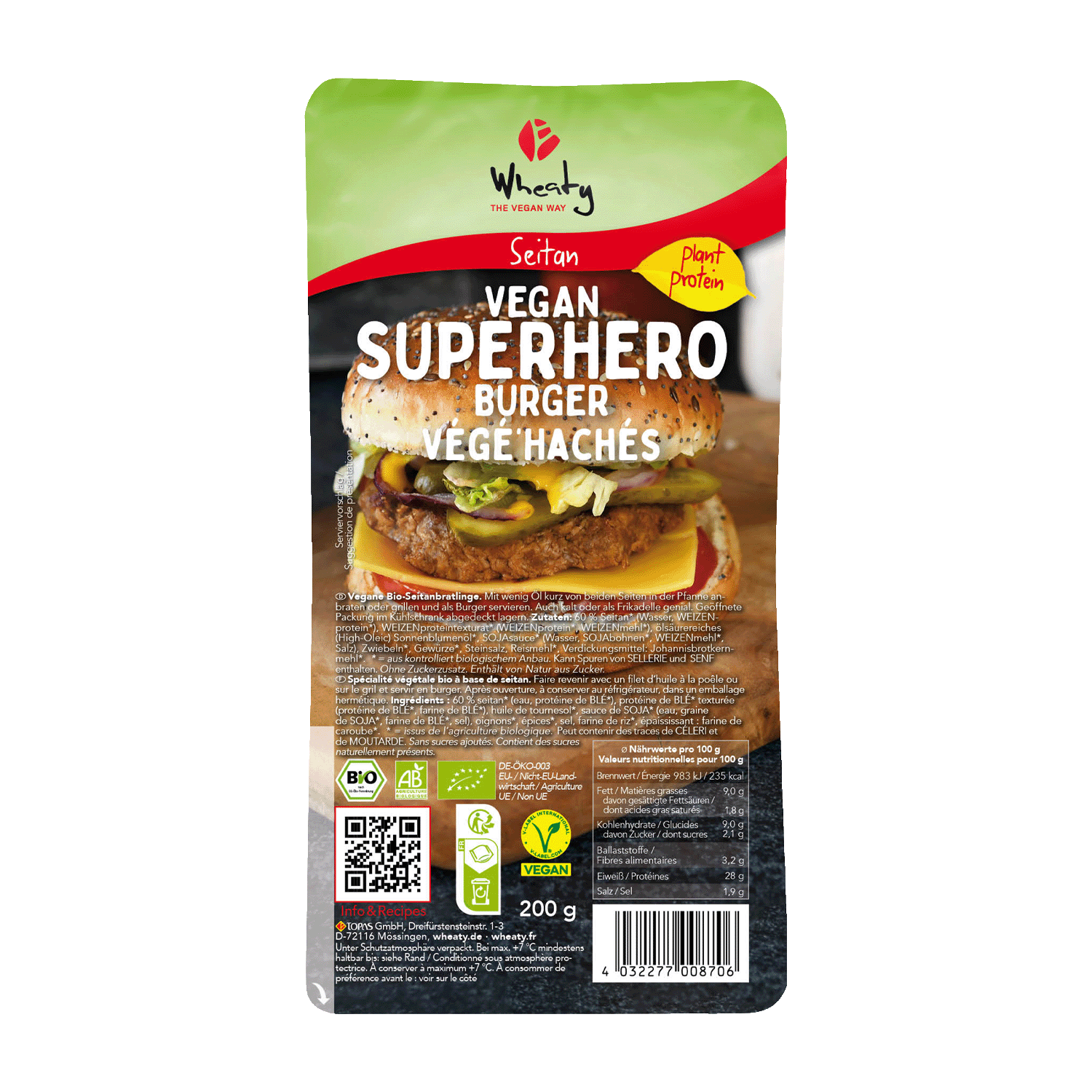 Vegan Superhero Burger, Organic, 200g