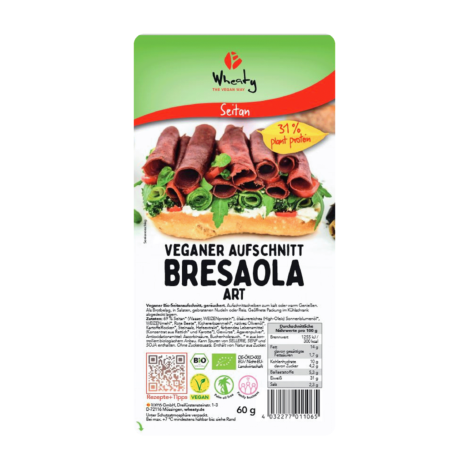 vegan cold cuts Bresaola style, Organic, 60g