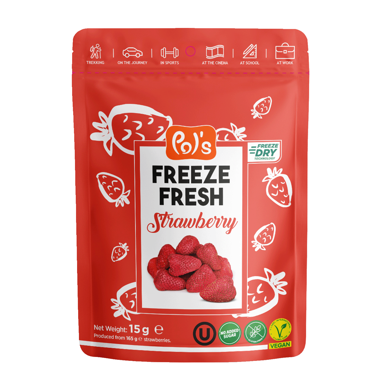 Freeze-dried strawberry fruit chips, 15g