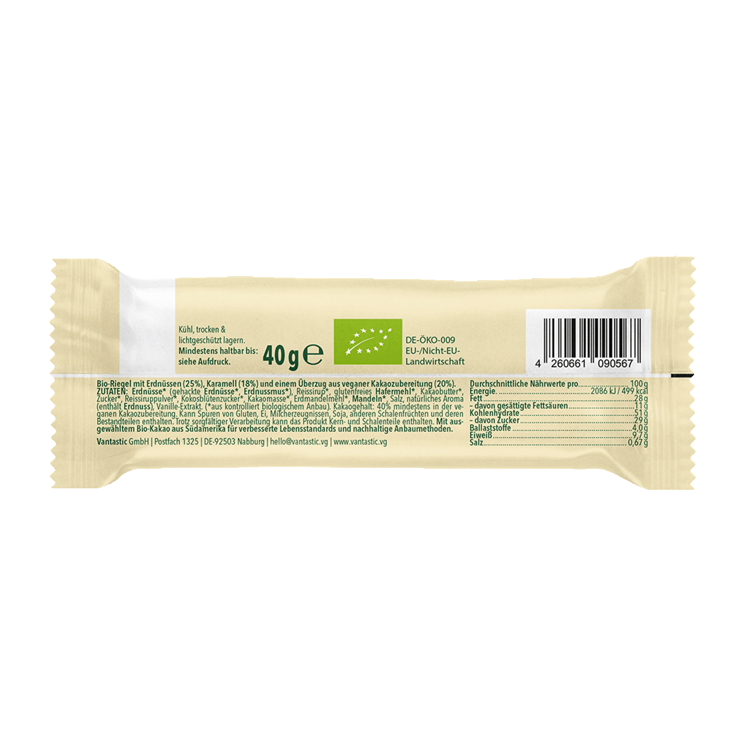 Peanut Caramel Choc Bar, Organic, 40g