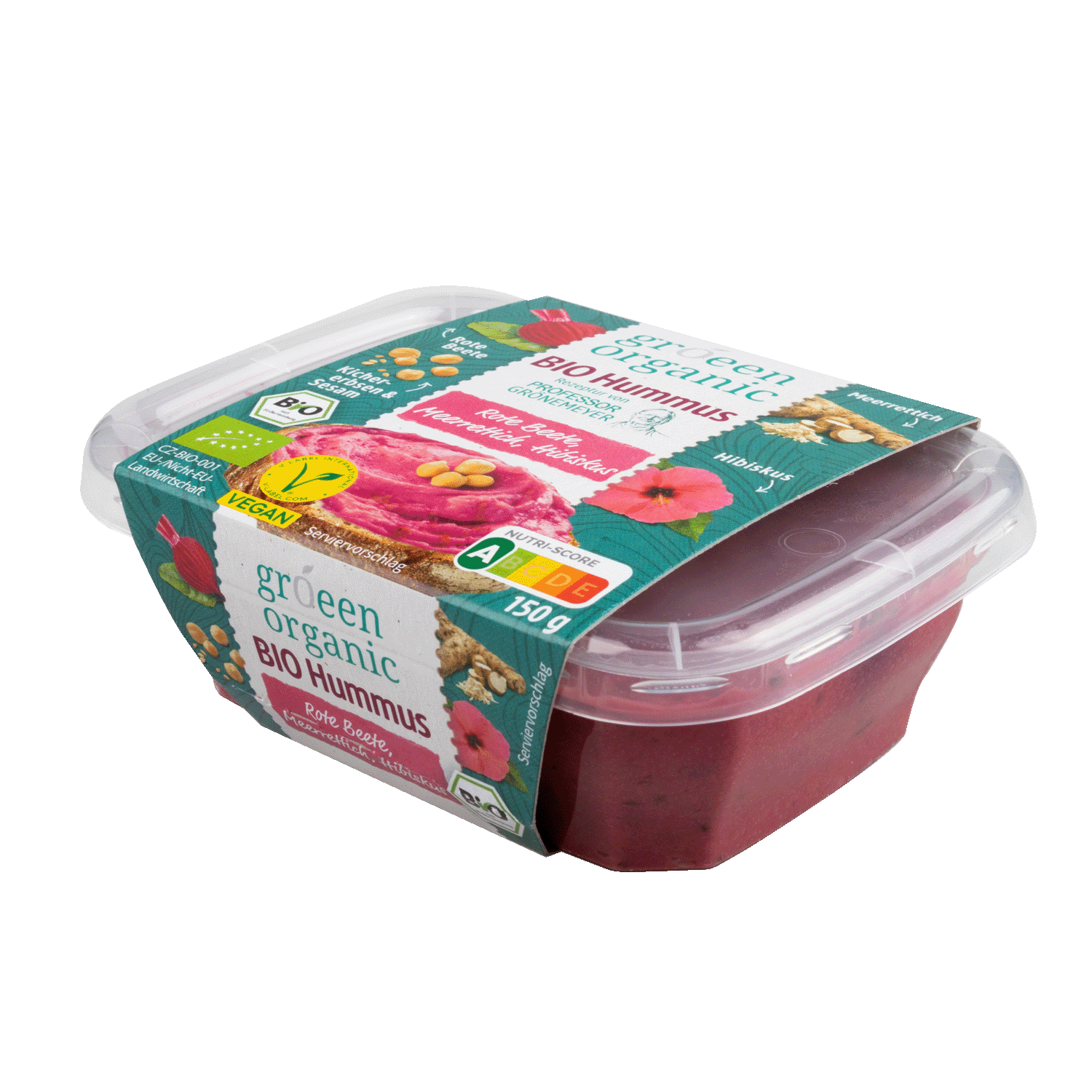 Hummus Rote Beete Meerrettich Hibiskus, BIO, 150g