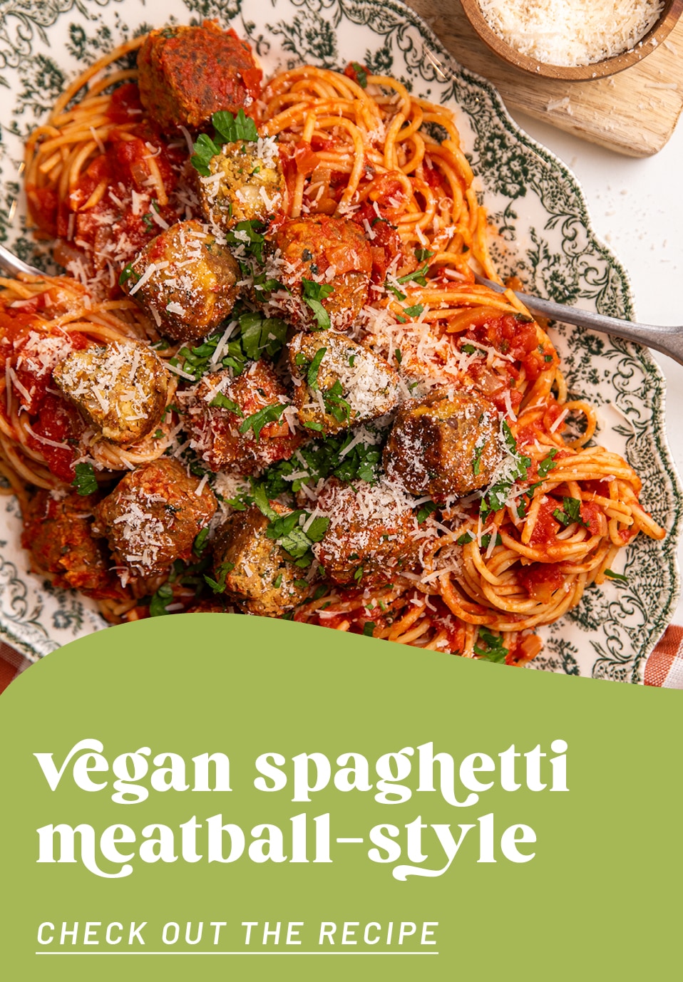 Spaghetti with vegan meatball alternative