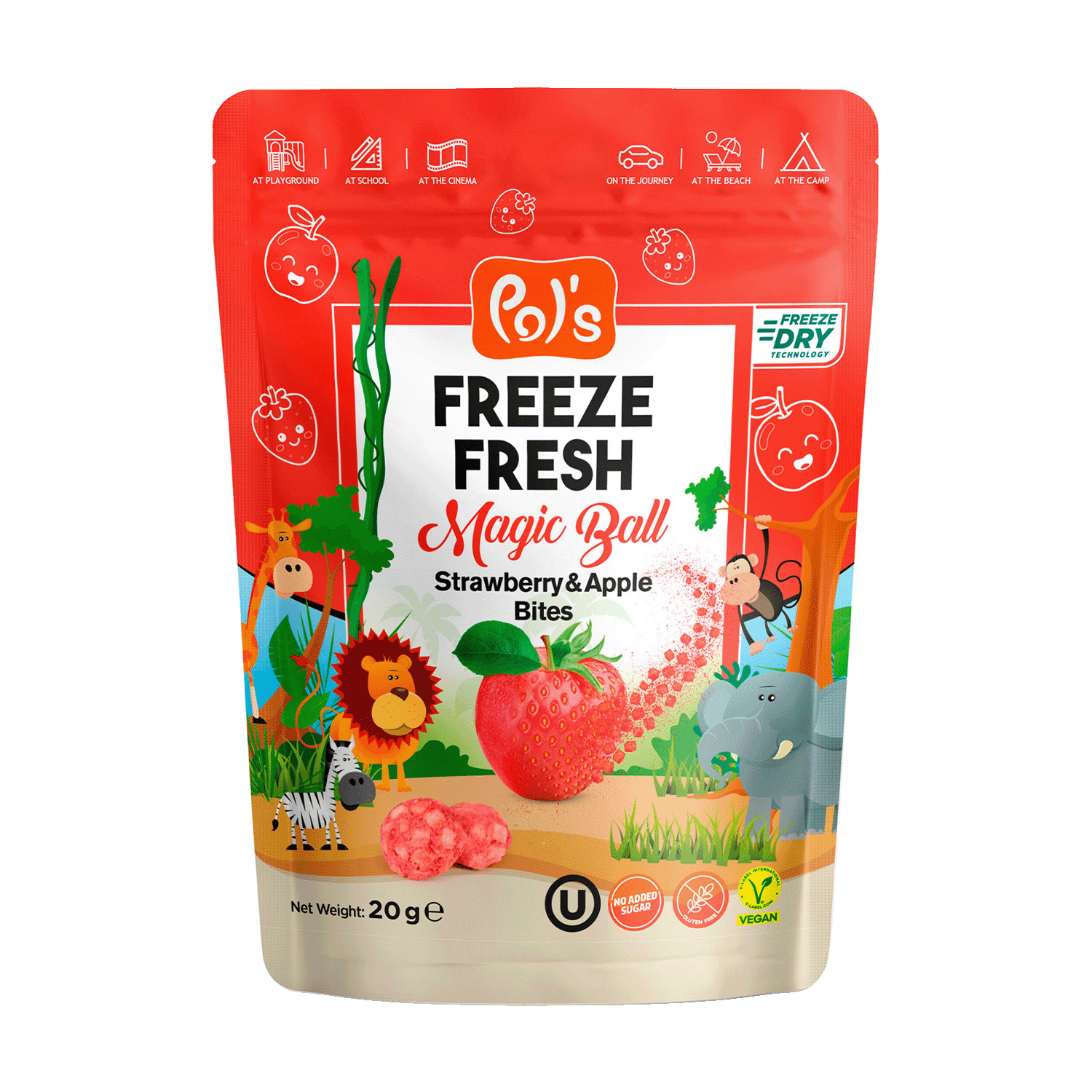 Freeze-dried apple & strawberry “Fruit Bites”, 20g