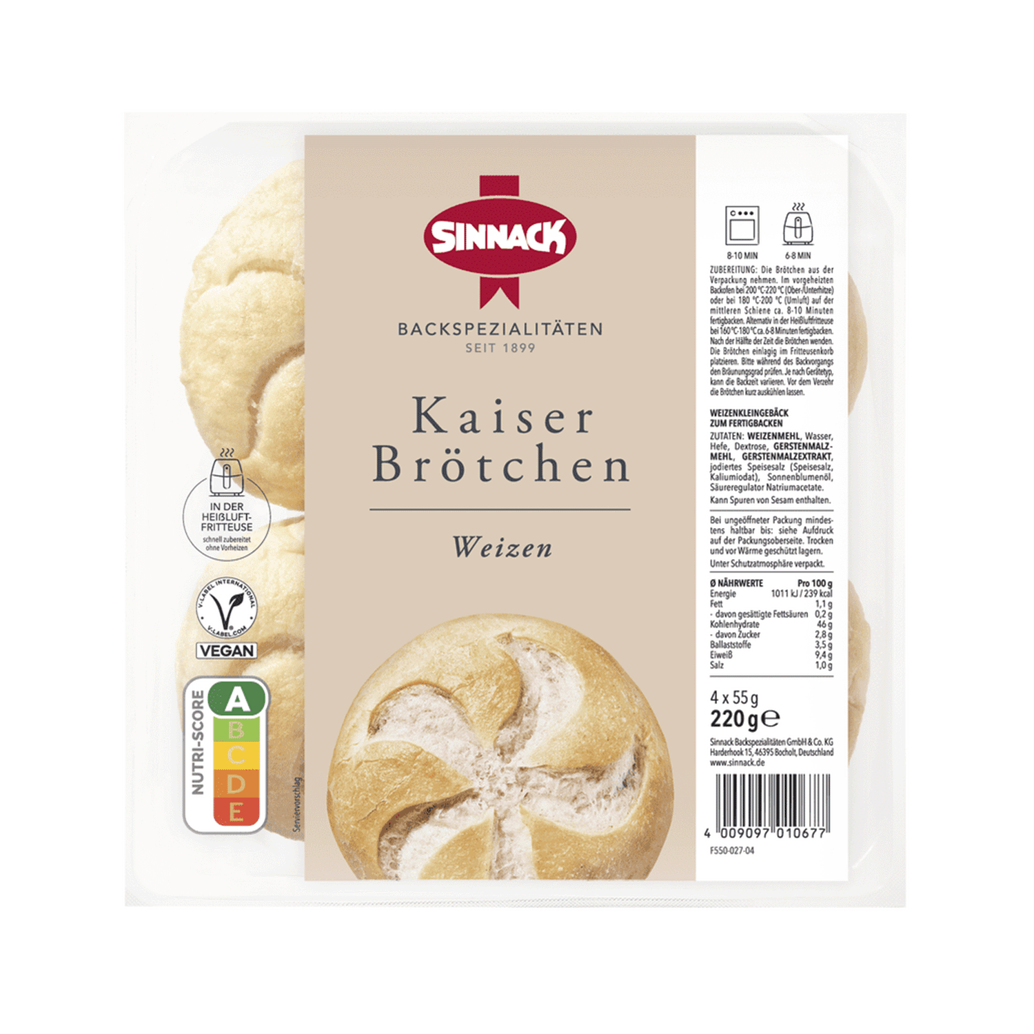 Kaiserbrötchen Weizen 4er, 220g