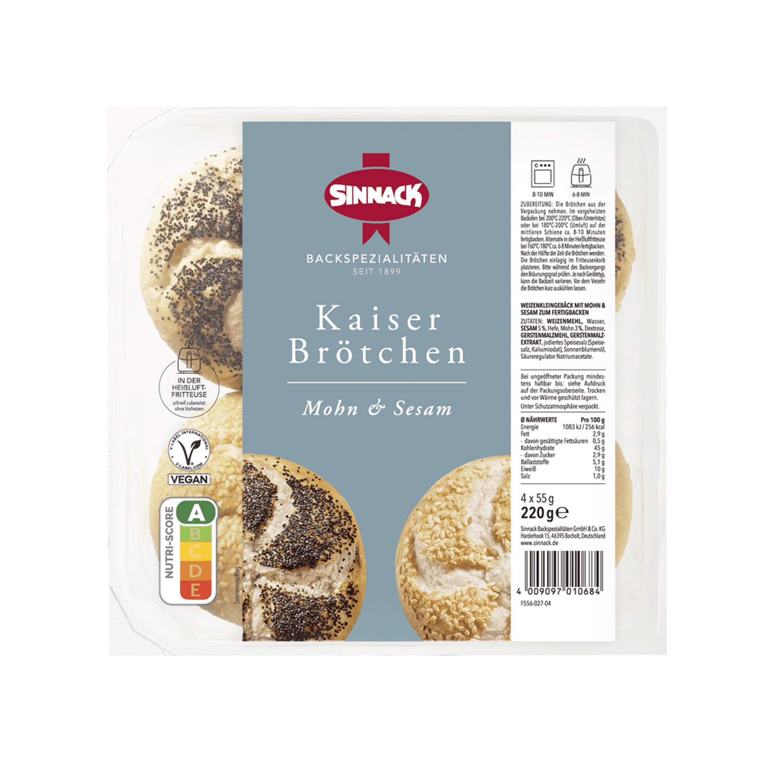 Kaiser Rolls Poppy & Sesame 4 pieces, 220g