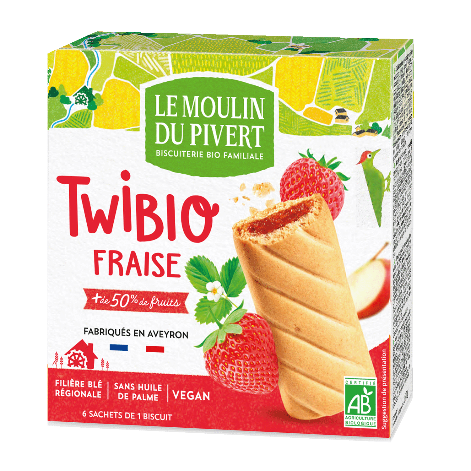 Twibio Biscuits With Strawberry Filling, Organic, 150g