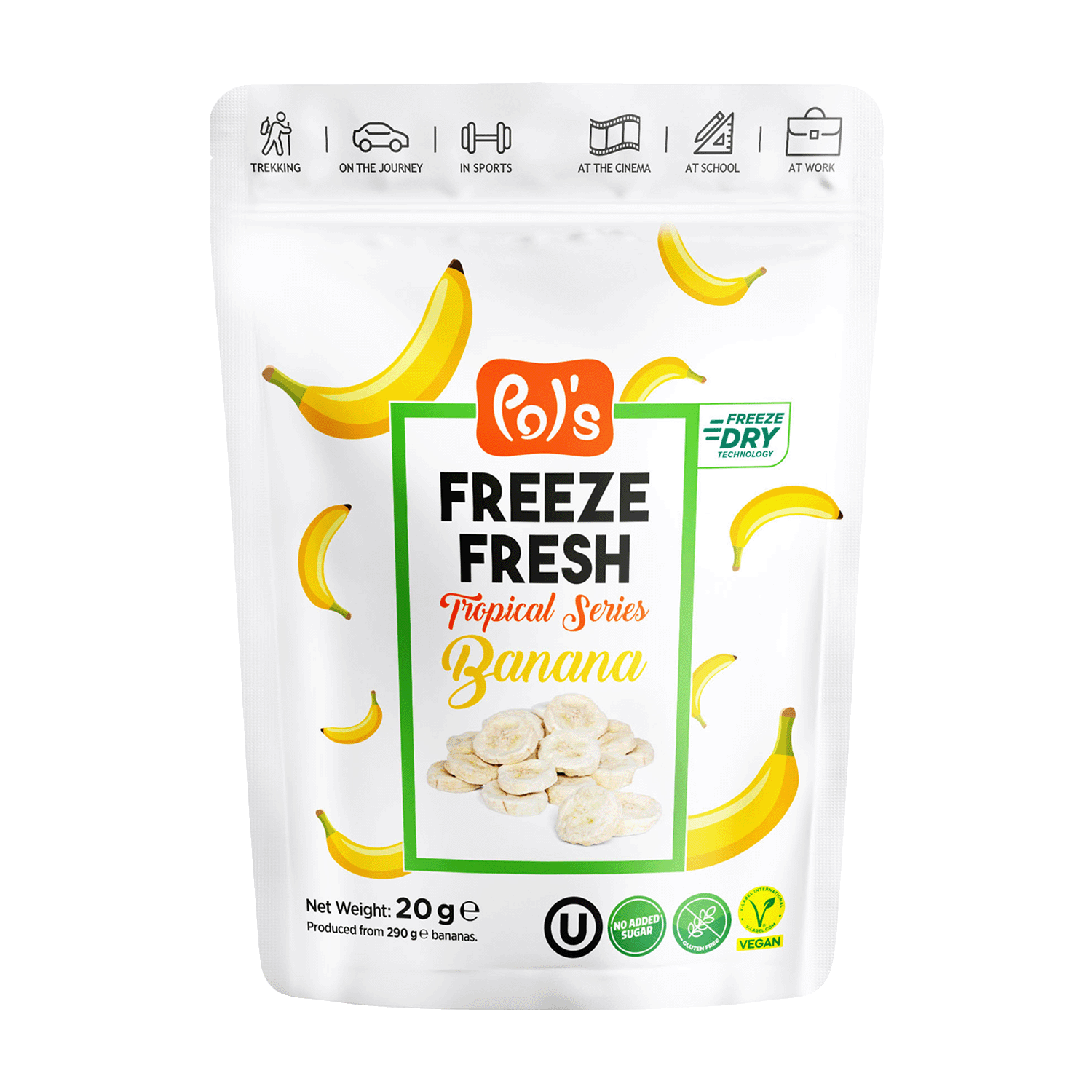 freeze-dried banana fruit chips, 20g