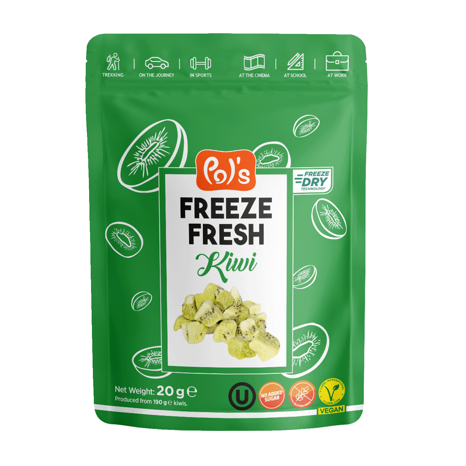 Freeze-dried kiwi fruit chips, 20g