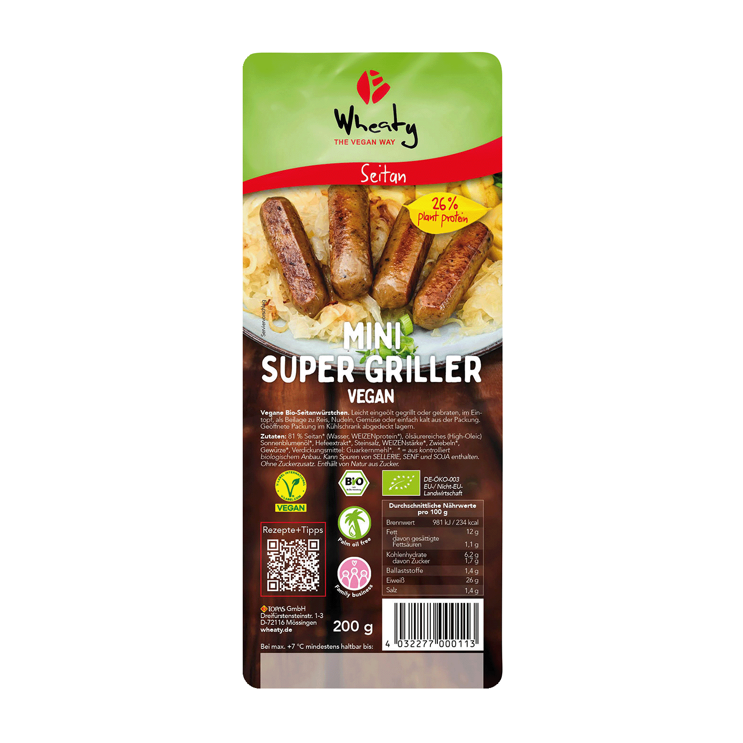 Mini Super Griller Vegan, Organic, 200g