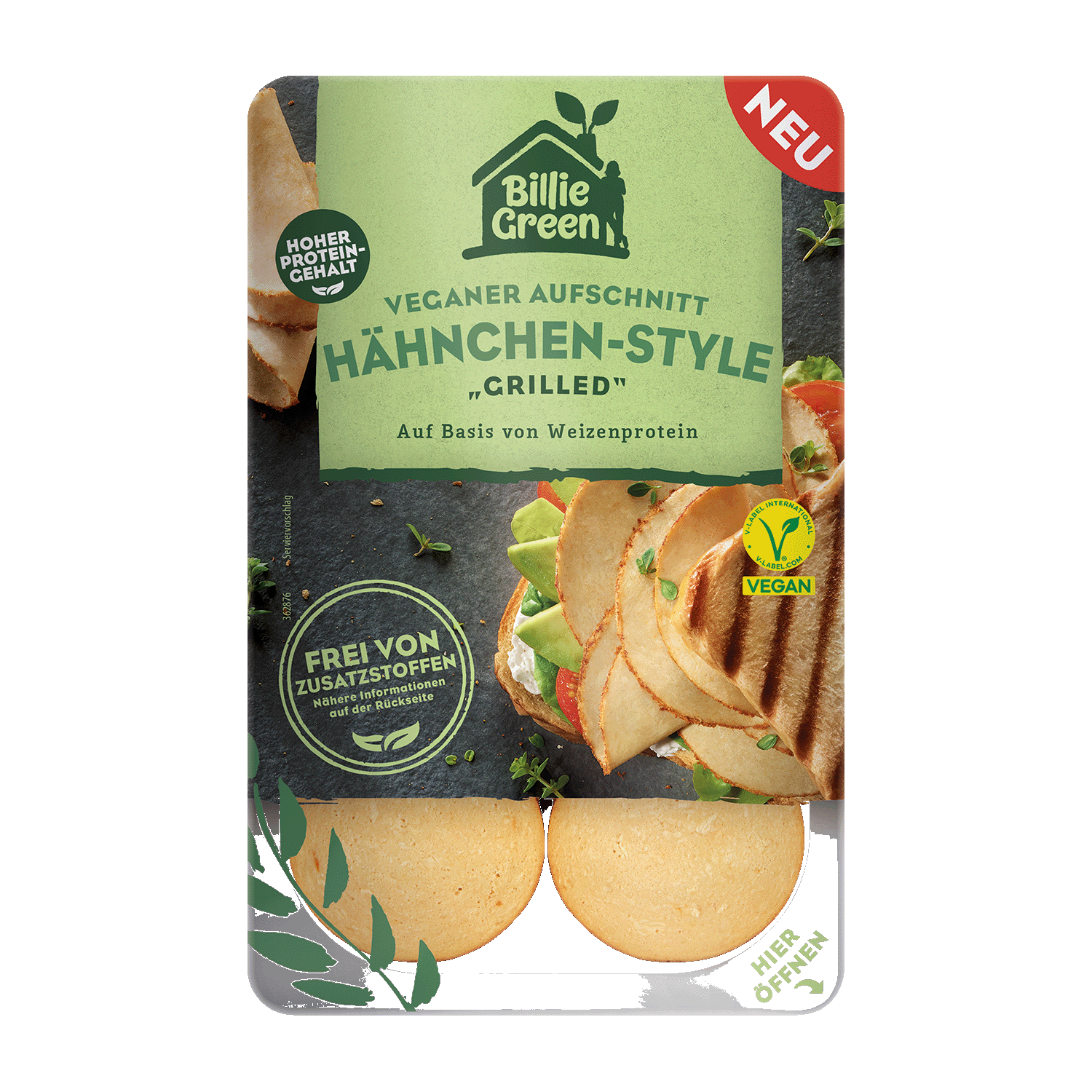 Veganer Aufschnitt Hähnchen-Style "Grilled", 70g