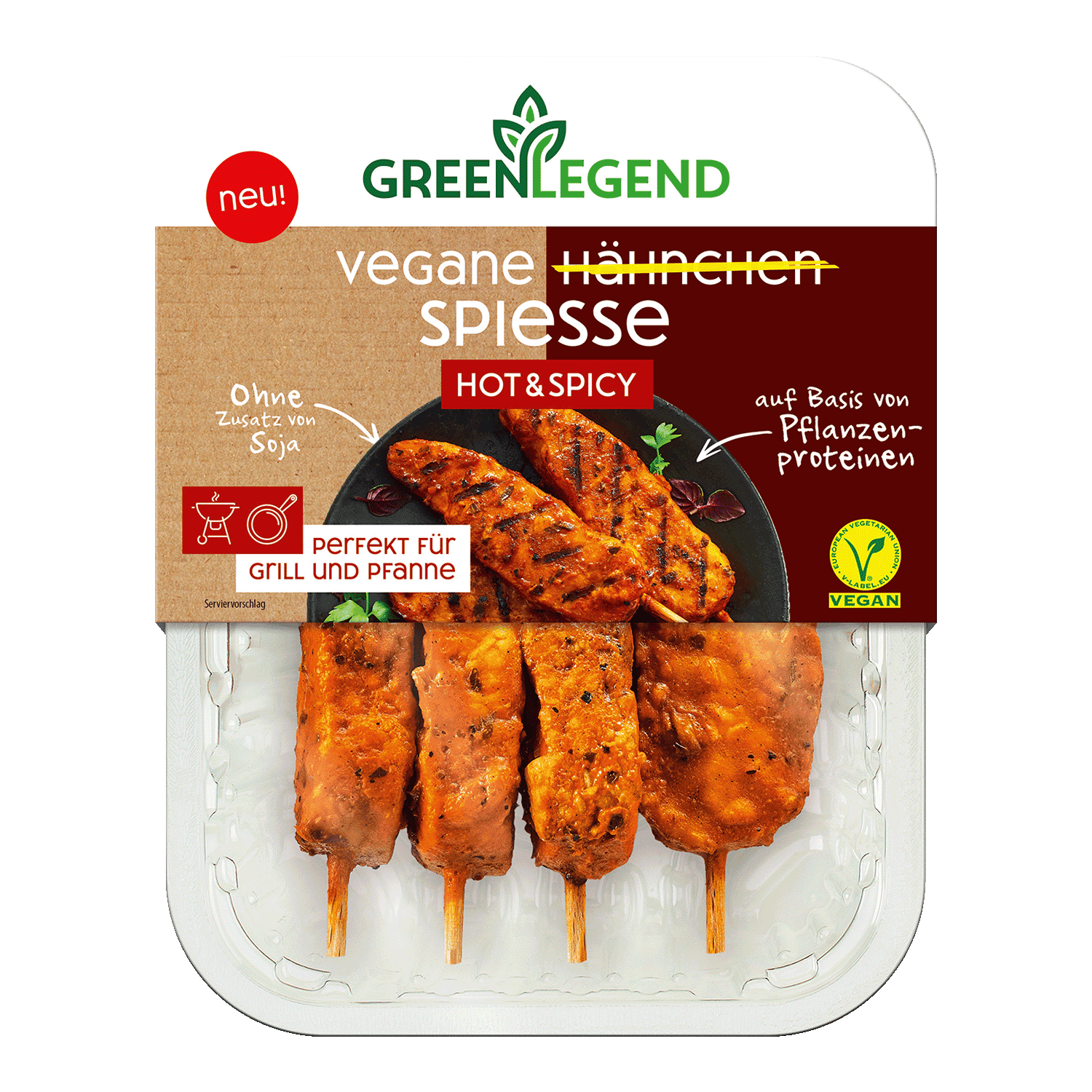 Vegane Hähnchen Spiesse Hot & Spicy, 160g