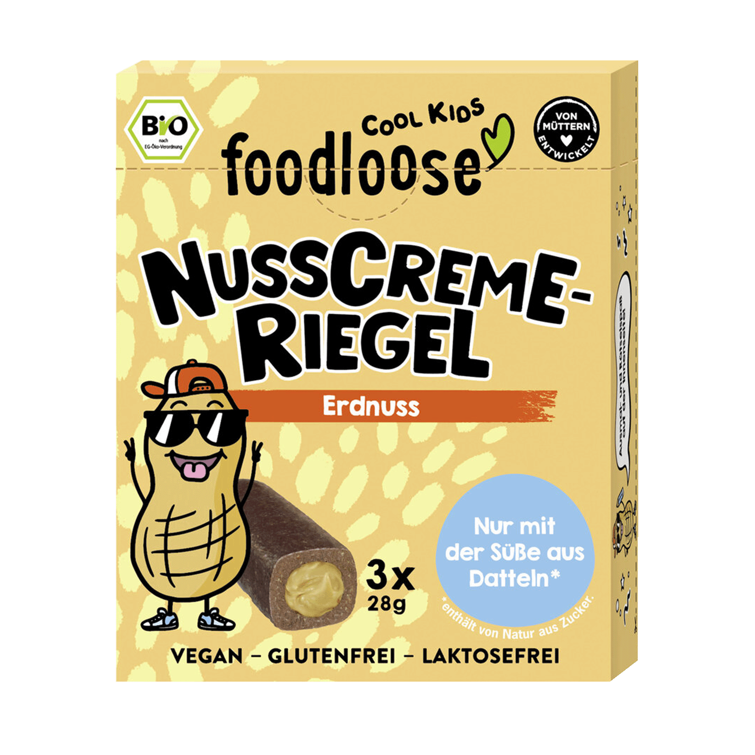 Nusscreme-Riegel mit Erdnussmus-Füllung, BIO, 84g